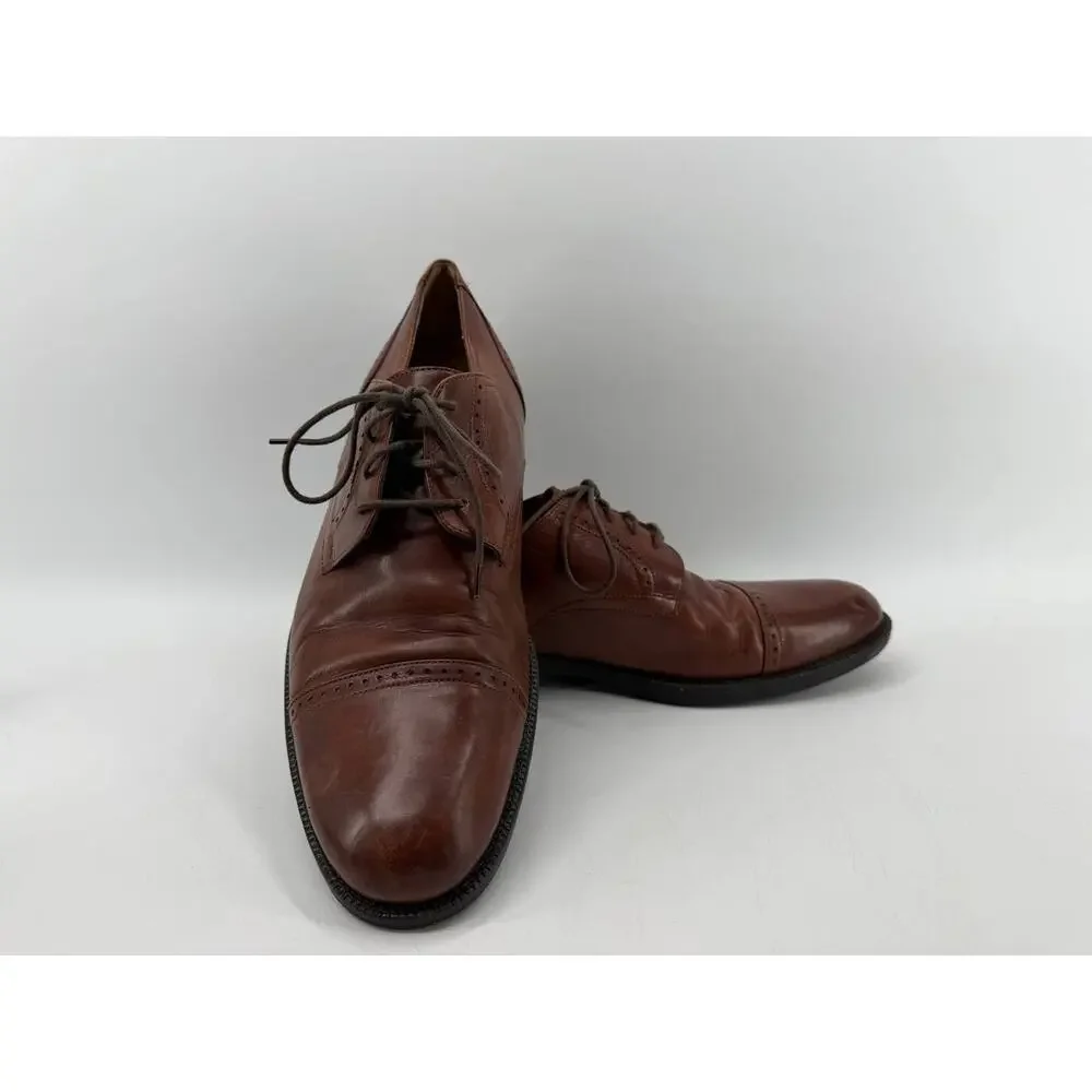 Johnston & Murphy Signature Men's Brown Leather Cap Toe Lace Up Dress Shoes 11 M